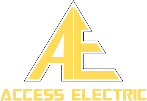 A yellow and black logo for access electric.